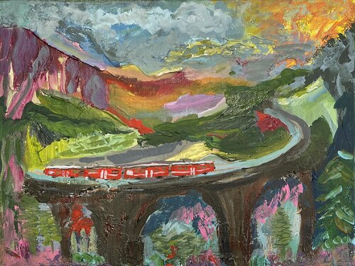 Train to … van Claudia Dietschi, Schilderij te koop op Singulart