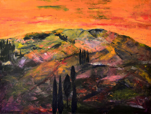 Sunset and its changing colours van Susan Monk, Schilderij te koop op Singulart