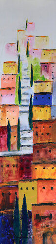 Terra Cotta Village Fantasy A van Susan Monk, Schilderij te koop op Singulart