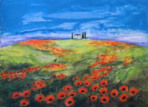 Tuscan Spring Poppies de Susan Monk, Pintura a la venta en Singulart