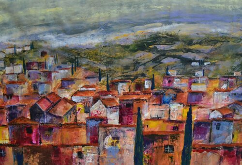 Tuscan Village geometrics van Susan Monk, Schilderij te koop op Singulart