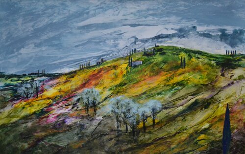 Among the olive trees de Susan Monk, Pintura a la venta en Singulart