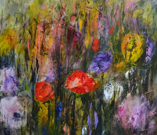 Those red roses di Susan Monk, Pittura in vendita su Singulart