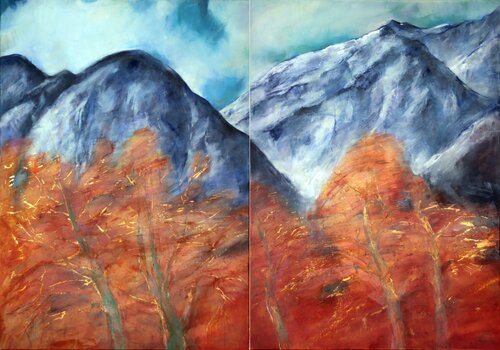 Herbst im Aostatal. Diptych. von Elena Starostina, Malerei kaufen auf Singulart