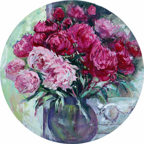 Pfingstrosen in Vase van Elena Starostina, Schilderij te koop op Singulart