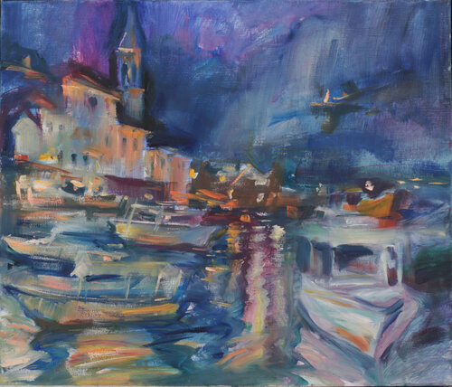 Buch von Kotor, Montenegro par Elena Starostina, Peinture en vente sur Singulart
