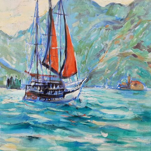 Buch von Kotor, Montenegro par Elena Starostina, Peinture en vente sur Singulart