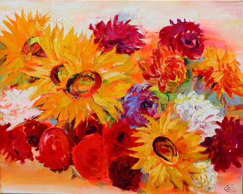 Sommerblumen in der Vase van Elena Starostina, Schilderij te koop op Singulart