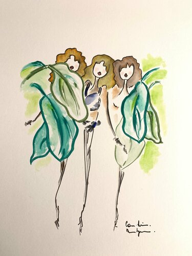 Dévêtues par la foudre par Caroline Montigneaux, Dessin en vente sur Singulart