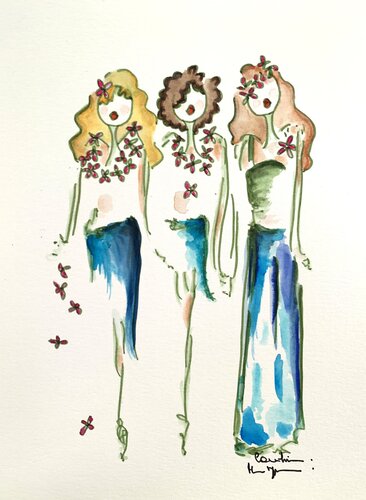 Hibiscus and friendz par Caroline Montigneaux, Dessin en vente sur Singulart
