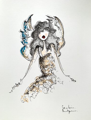 Certains jours de chance, il arrive que l’on croise un ange par Caroline Montigneaux, Dessin en vente sur Singulart