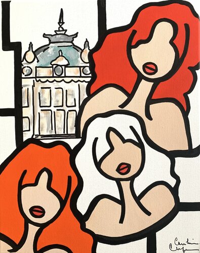 Monaco x les Petites Nanas par Caroline Montigneaux, Peinture en vente sur Singulart