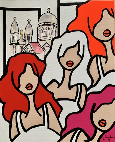 Les Petites Nanas à St-Raphaël di Caroline Montigneaux, Pittura in vendita su Singulart