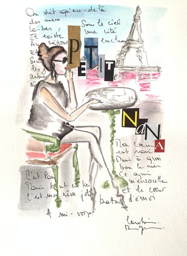 Une Petite Nana à Paris par Caroline Montigneaux, Dessin en vente sur Singulart