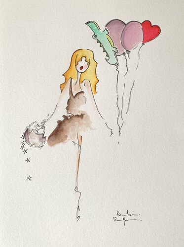 Sur la lune, une île, on ira par Caroline Montigneaux, Dessin en vente sur Singulart