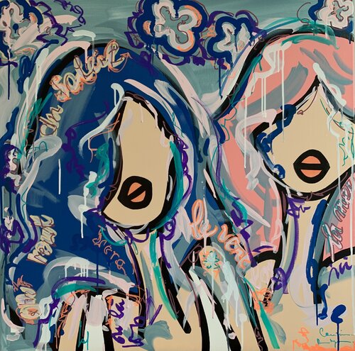 Funky sorbet bleuet by Caroline Montigneaux, Painting for Sale on Singulart