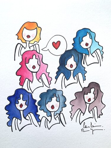 Baby love rose par Caroline Montigneaux, Dessin en vente sur Singulart