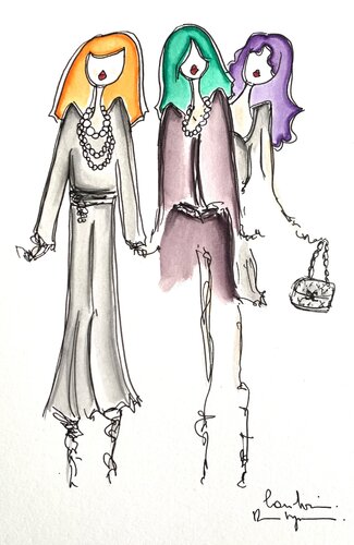 Au défilé Chanel par Caroline Montigneaux, Dessin en vente sur Singulart