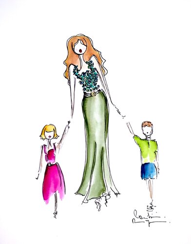 Chic Maman 2 by Caroline Montigneaux, Drawing for Sale on Singulart