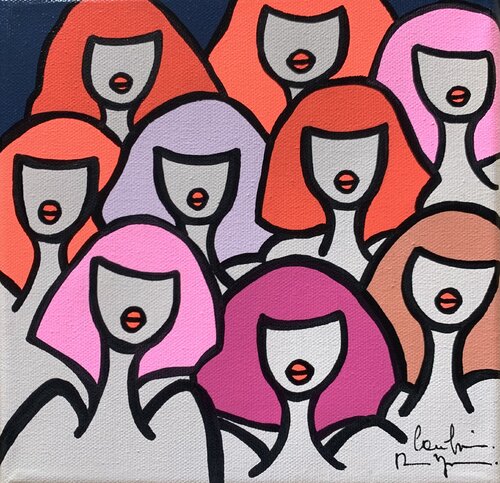 Les Petites Nanas du Crazy Horse - la troupe van Caroline Montigneaux, Schilderij te koop op Singulart