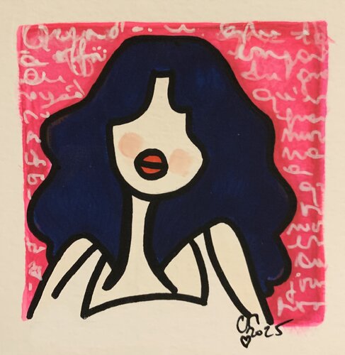 Mini Nana bleu nuit di Caroline Montigneaux, Pittura in vendita su Singulart