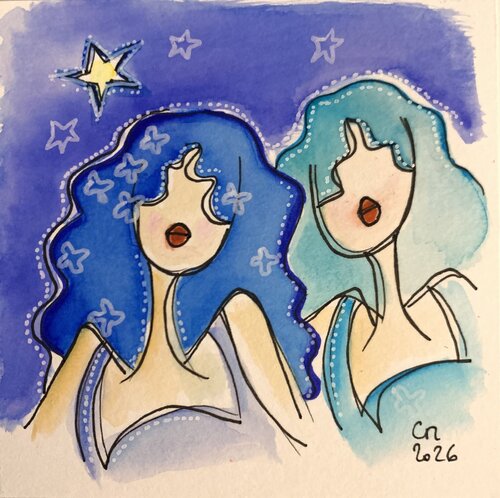 Mini Nana blue note van Caroline Montigneaux, Tekening te koop op Singulart