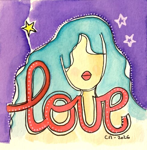 Mini Nana love by Caroline Montigneaux, 소묘 for Sale on Singulart