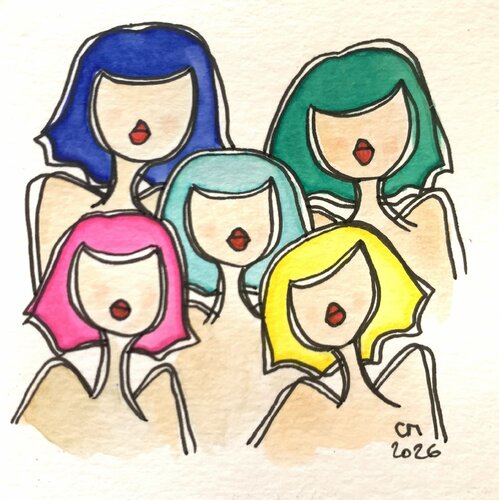Mini Nana pop Crazy Horse by Caroline Montigneaux, 소묘 for Sale on Singulart