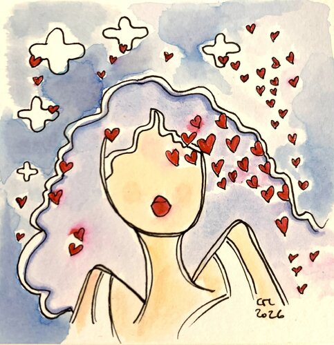 Mini Nana que du love by Caroline Montigneaux, Drawing for Sale on Singulart
