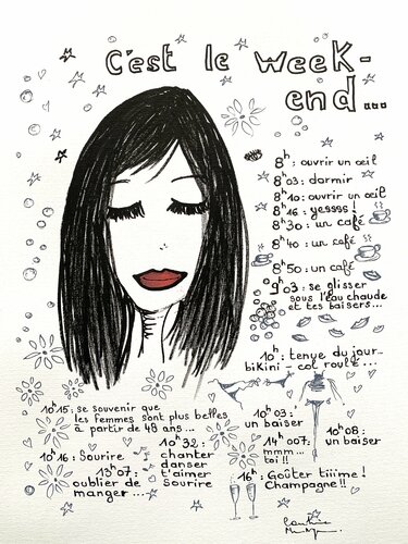 C’est le week-end by Caroline Montigneaux, 소묘 for Sale on Singulart