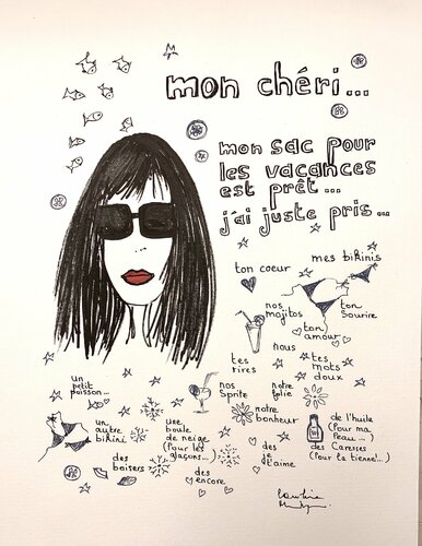 Mon chéri by Caroline Montigneaux, 소묘 for Sale on Singulart