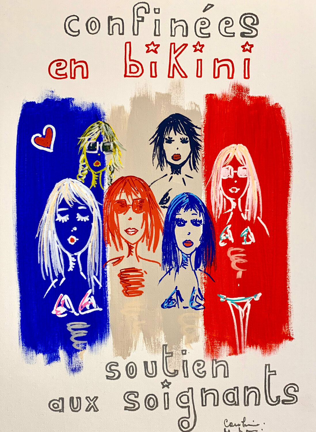 Covid - Soutien aux soignants Caroline Montigneaux Dipinto originale in vendita
