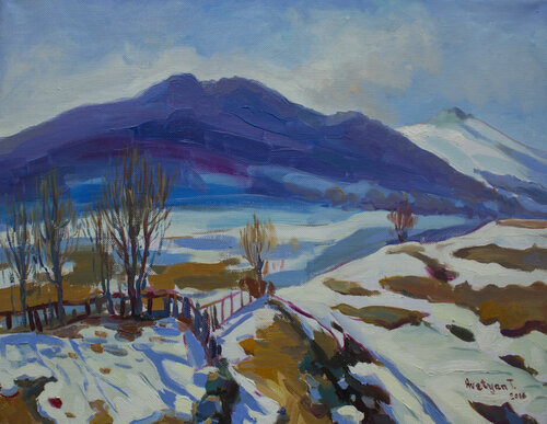 Winter landscape in the Lori di Tigran Avetyan, Pittura in vendita su Singulart