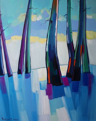 Winter trees van Tigran Avetyan, Schilderij te koop op Singulart