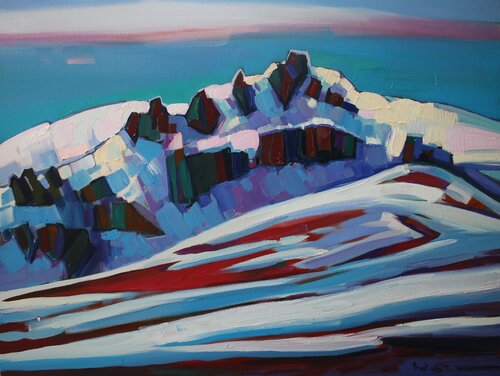 Winter in the mountains van Tigran Avetyan, Schilderij te koop op Singulart