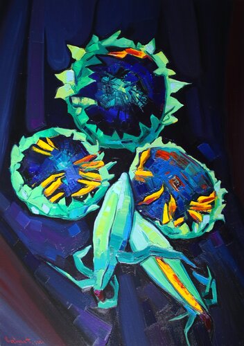 Still life with sunflowers di Tigran Avetyan, Pittura in vendita su Singulart