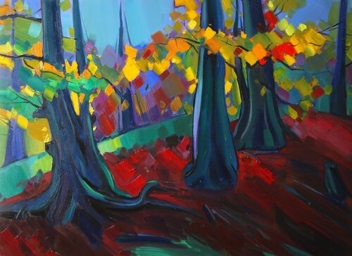 Autumn day in forest di Tigran Avetyan, Pittura in vendita su Singulart