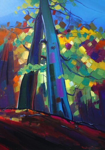 Autumn trees in forest di Tigran Avetyan, Pittura in vendita su Singulart
