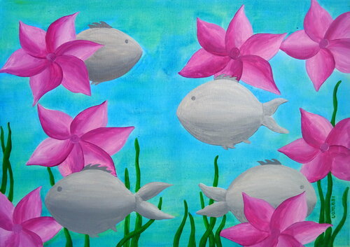 Underwater harmony by Peter Vamosi, Painting for Sale on Singulart