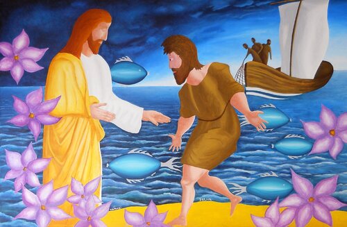 Gospel of John 21.1. by Peter Vamosi, Painting for Sale on Singulart
