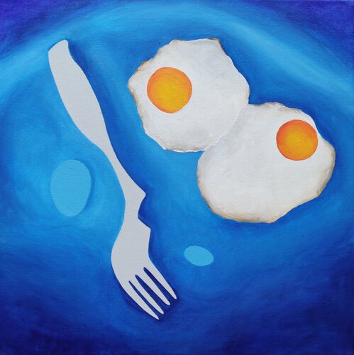 Still life with eggs van Peter Vamosi, Schilderij te koop op Singulart