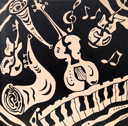 Crazy music 2. van Peter Vamosi, Schilderij te koop op Singulart