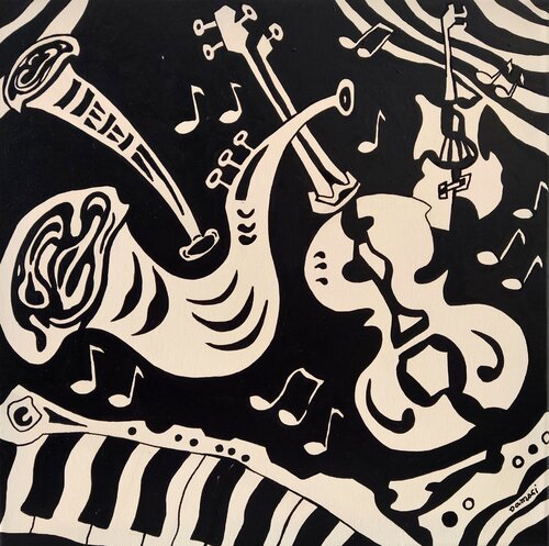 Crazy music 5. van Peter Vamosi, Schilderij te koop op Singulart