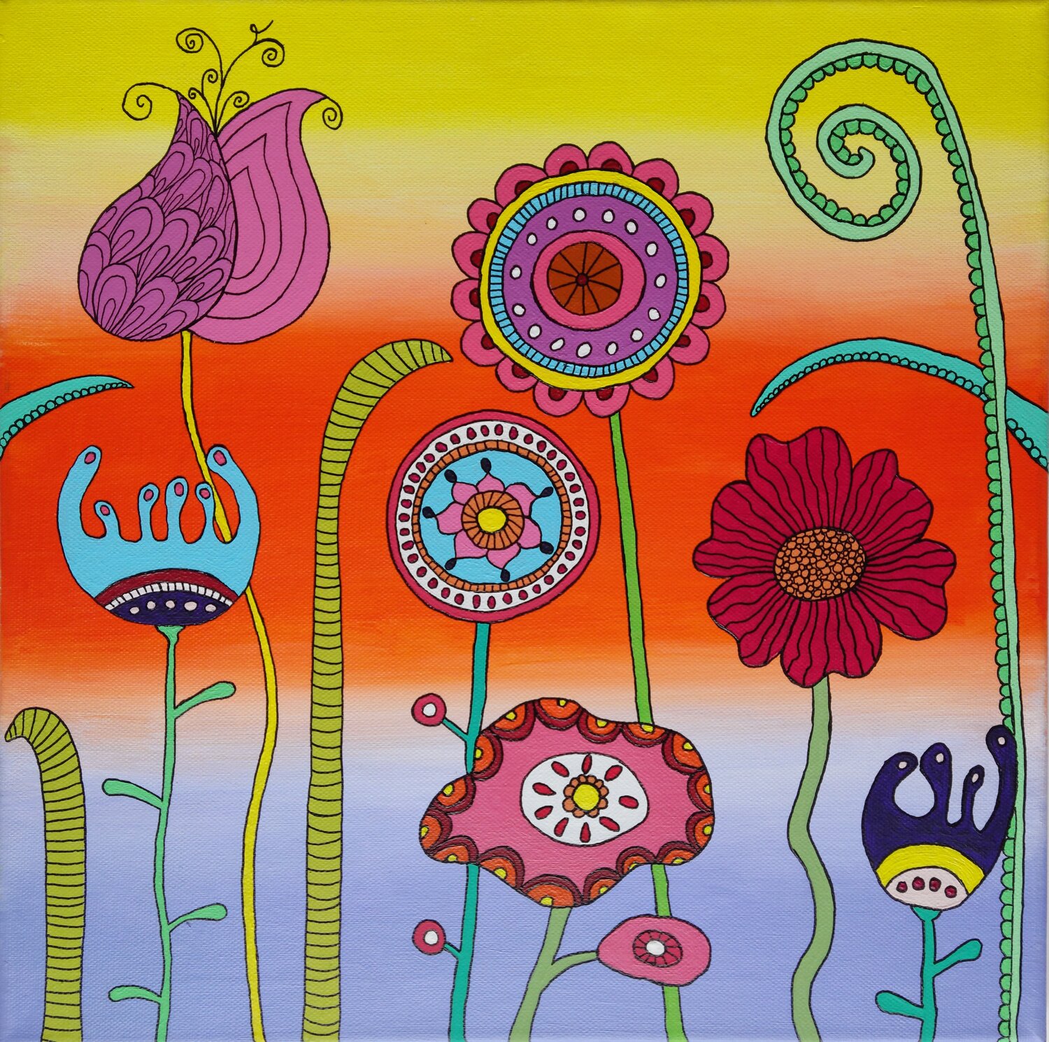 Fairytale flowers Peter Vamosi Origineel schilderij te koop