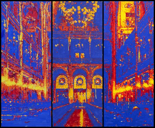 Triptych. Great Synagogue in Budapest van Alexander Klemens, Schilderij te koop op Singulart
