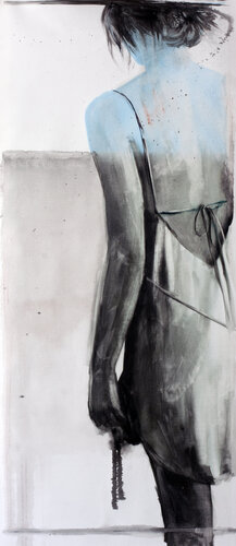 GRAY EVERYDAY LIFE OF BLUE PEOPLE by Alexander Klemens, Painting for Sale on Singulart