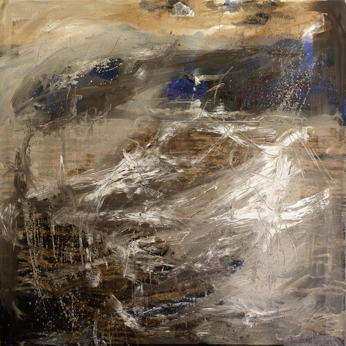 Abstract Solution of Mermaids' Gender Problem, in a Narrow Frame of 90x90 cm Canvas van Alexander Klemens, Schilderij te koop op Singulart