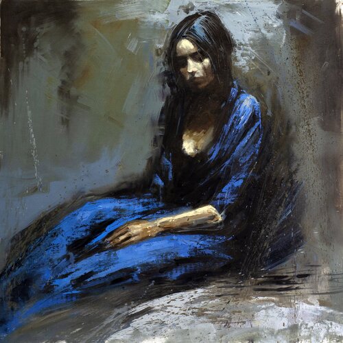 A procrastinating student in an average school taking drawing classes. van Alexander Klemens, Schilderij te koop op Singulart