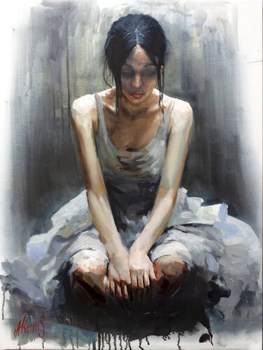 Behind the Curtain's Grace van Alexander Klemens, Schilderij te koop op Singulart