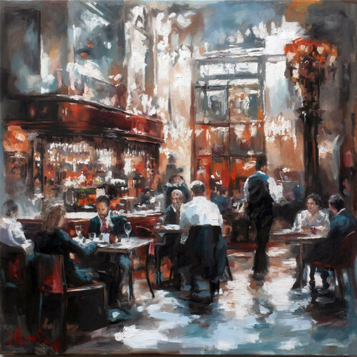 Café in Motion van Alexander Klemens, Schilderij te koop op Singulart